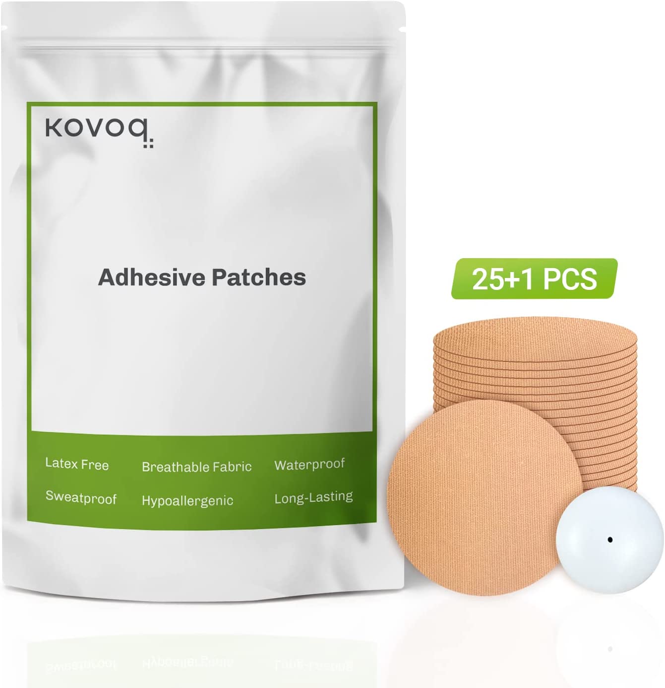 Kovoq Dexcom G6 Adhesive Patches 25 Waterproof Adhesive Patches + 1  Reusable Hardshell Cover No Glue on Sensor Sweatproof Breathable(Black)  US-G6-B-25